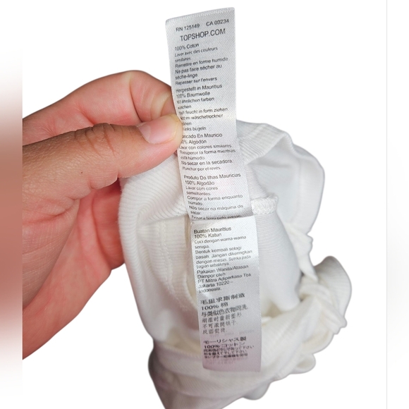 Topshop Short Sleeve Ribbed Ballet Wrap Top, Size 4, White, NWOT - Picture 7 of 7